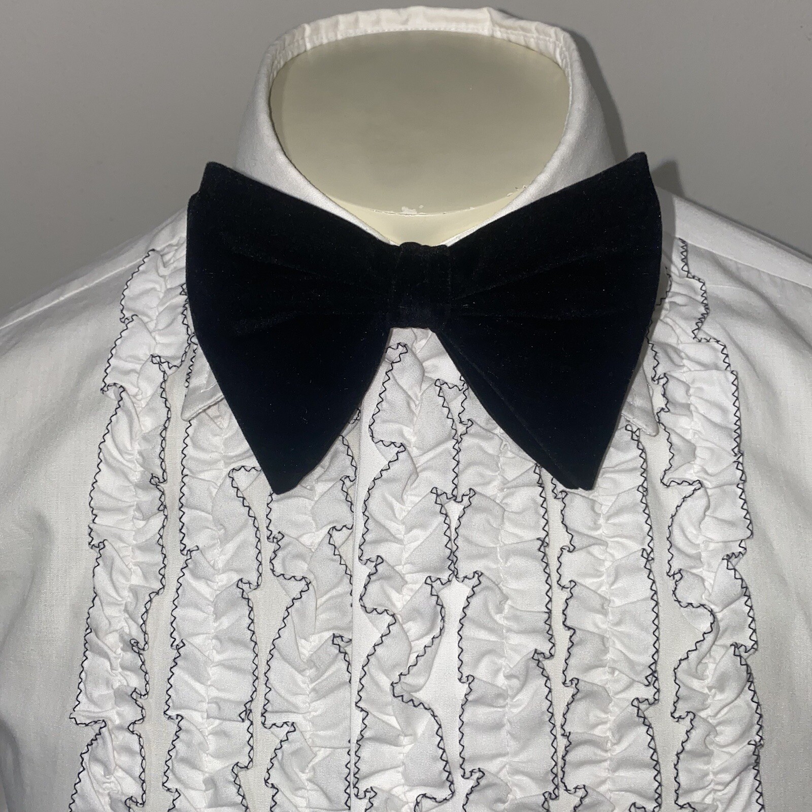 Bow Tie Vintage Floppy Wide Velour Necktie Prom Tuxedo Black VTG 60s 70s Men NEW
