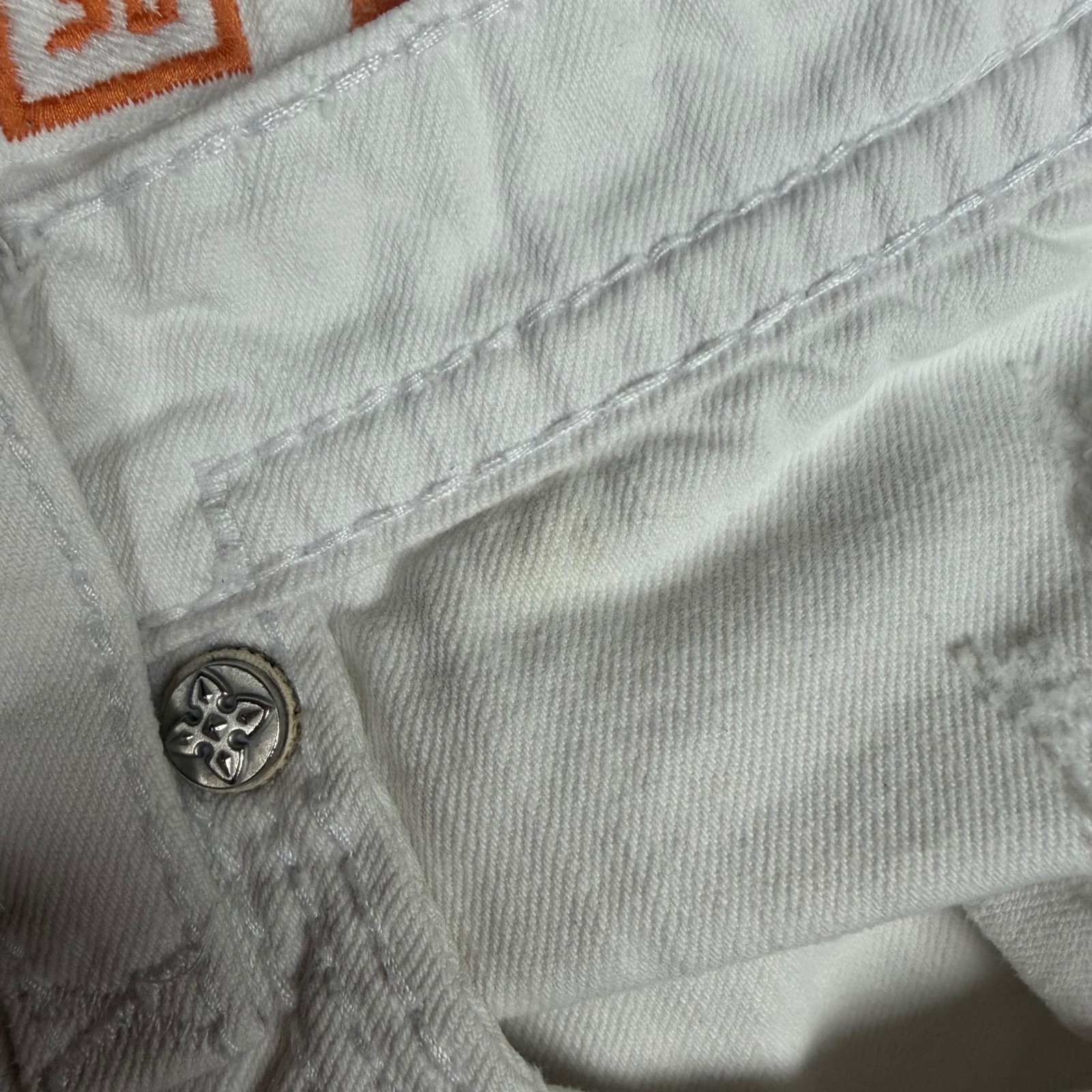 Rock Revival Rupert TA1 Mens 38 White Distressed Studded Straight Jeans