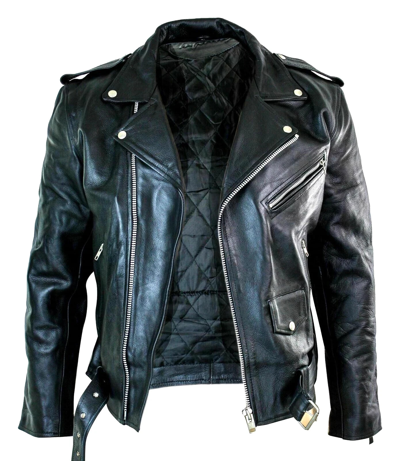 Men’s Classic Black Leather Biker Jacket – Premium Motorcycle Rider Jacket