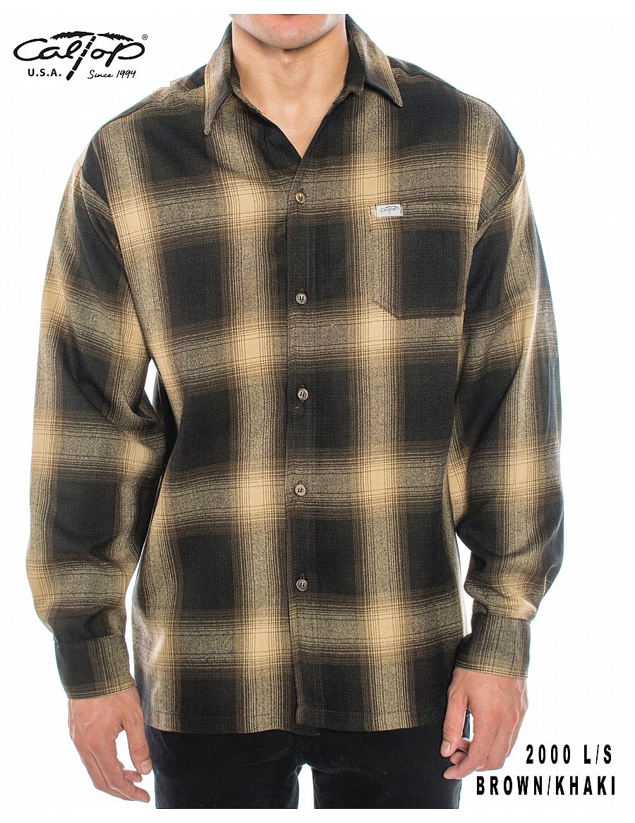 CALTOP OLD SCHOOL FLANNEL VETERANO LONGSLEEVE SHIRT PLAID SM-5X GANGSTER