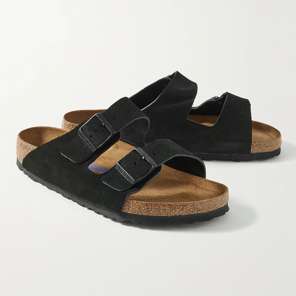 Birkenstock Arizona Suede Black Soft Footbed Sandals Men’s Shoes Regular/Wide