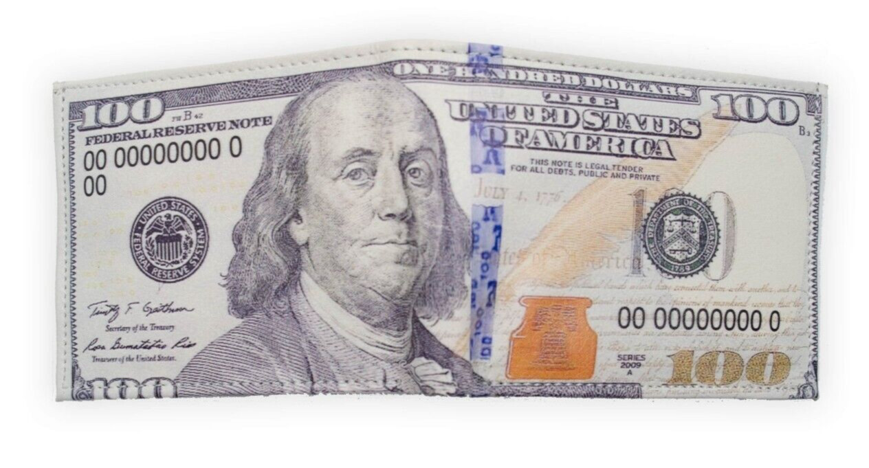 USA $100 One Hundred Dollar Print Men’s Leather Bifold Novelty Wallet for Gift