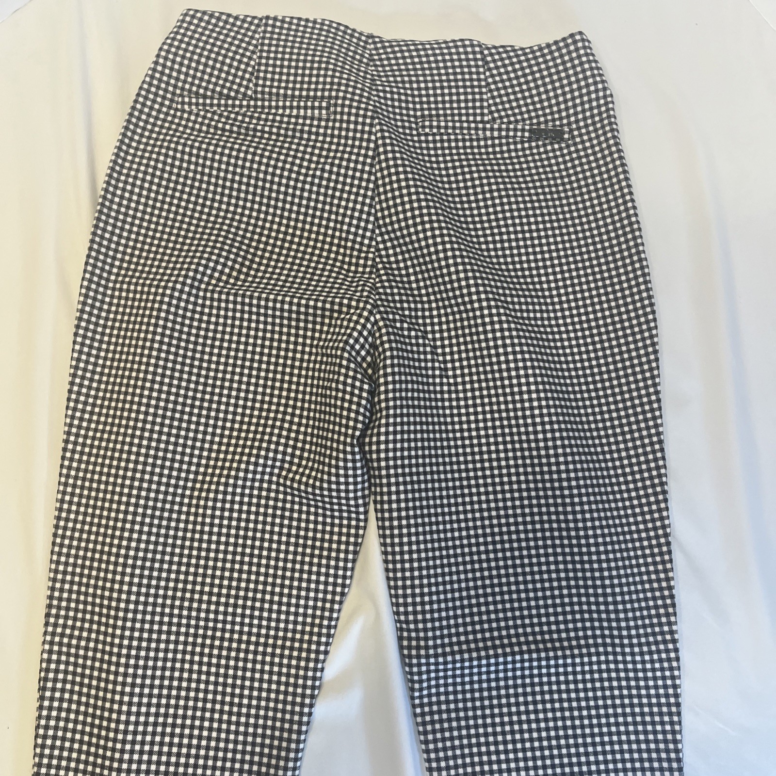 Calvin Klein Womens Pants Size 4 Black White Checker Stretch Career Slim Fit