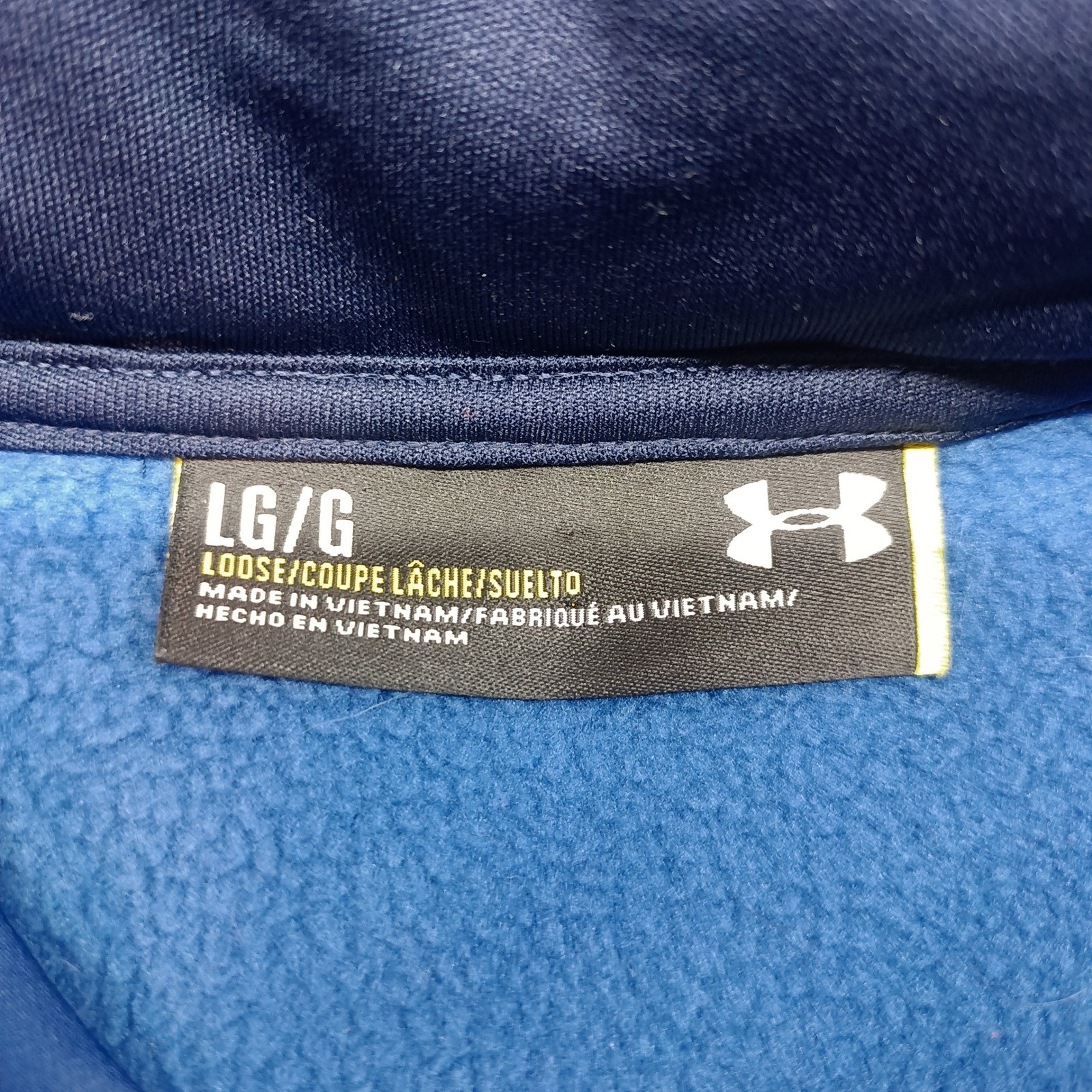 Under Armour Puffer Hoodie Mens L Blue Storm Hybrid Insulated Pockets Sporty