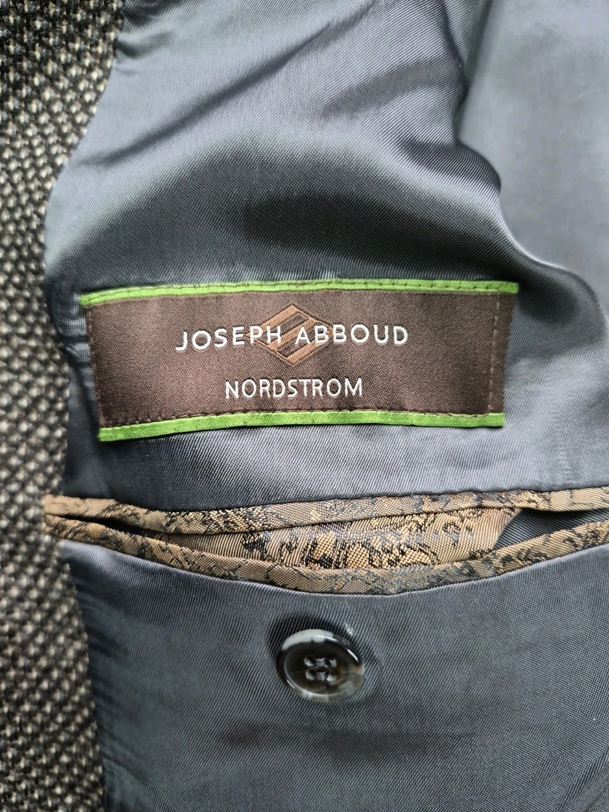 🇺🇸 Joseph Abboud Mens Wool Sports Coat 43L Brown Gray USA 3 Button