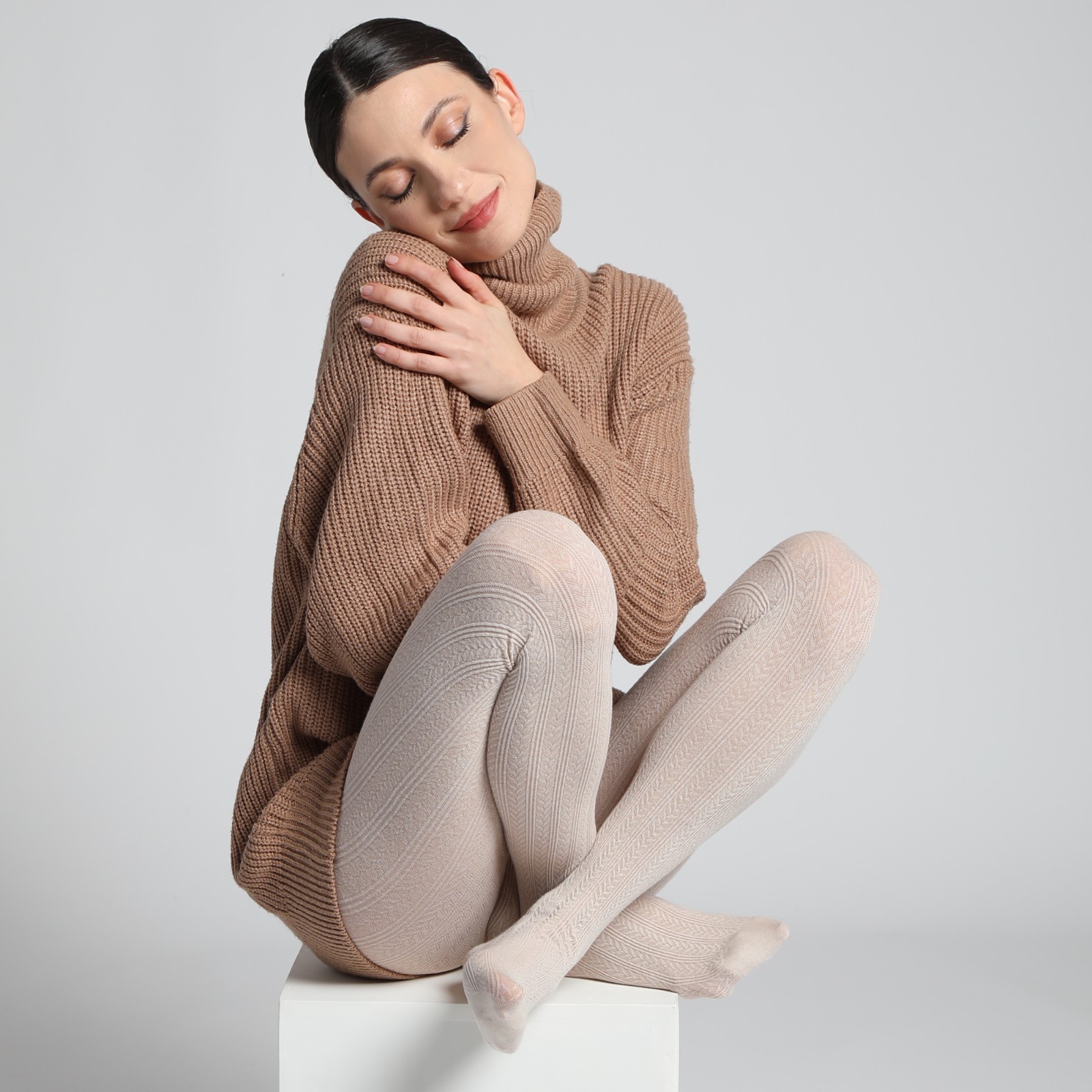 Andrea Bucci Organic Cotton Cable Knit Tights 150 Denier