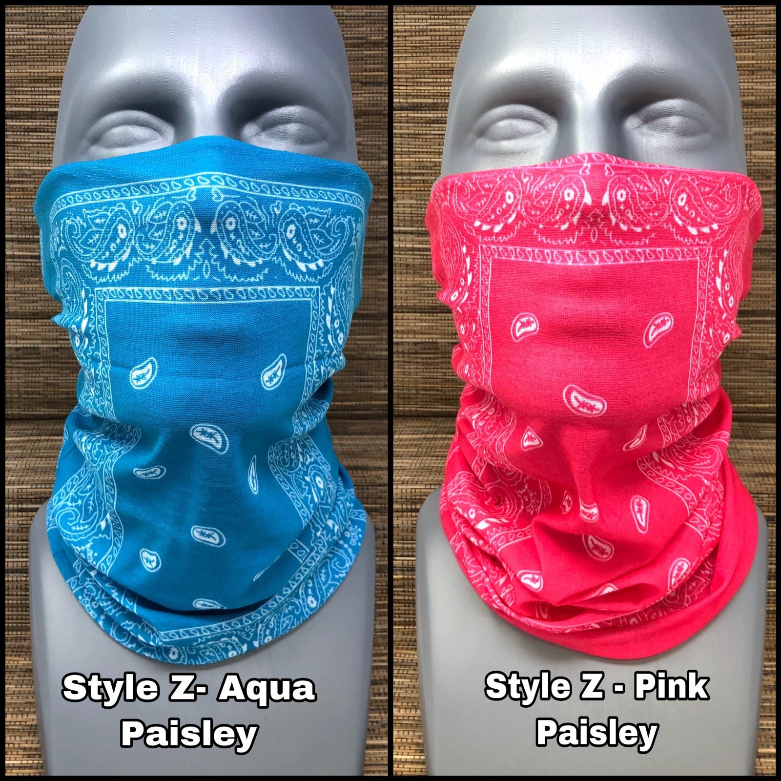 Black Paisley Face Mask Neck Gaiter Motorcycle Balaclava Tube Bandana Bike Mask