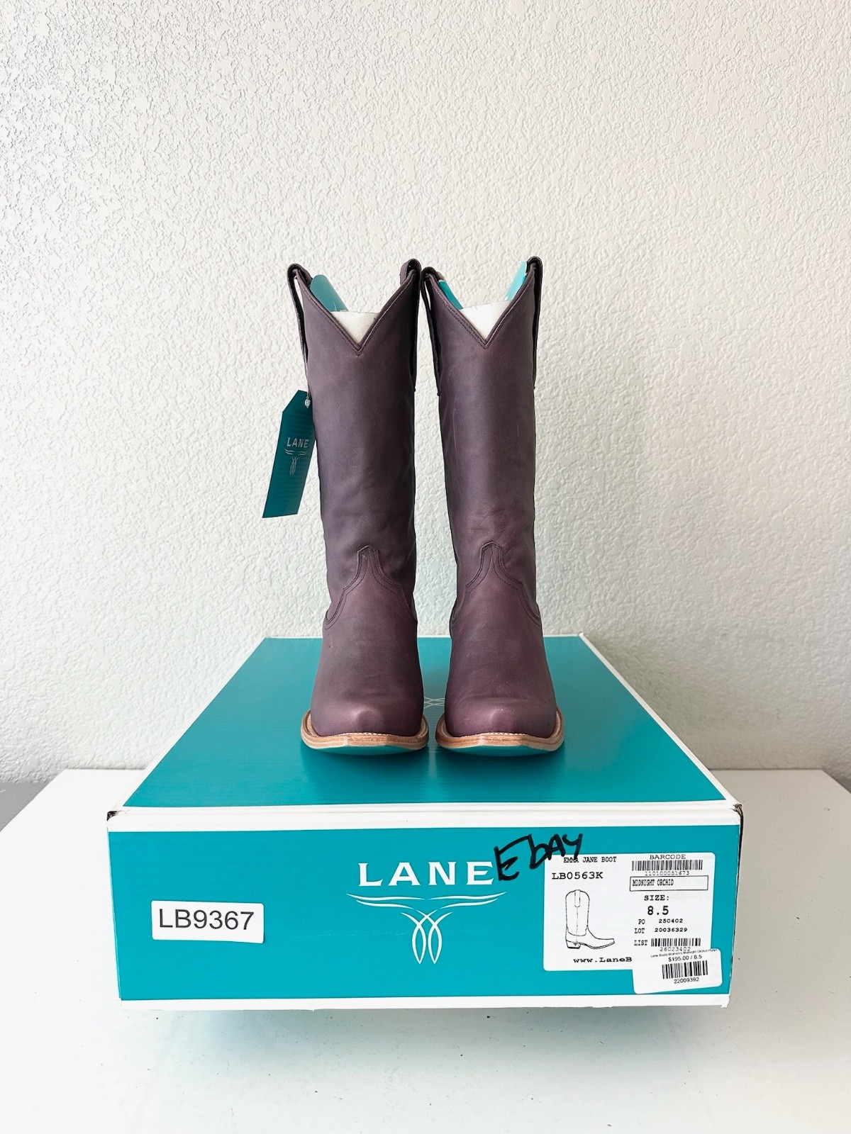 Lane EMMA JANE Purple Cowboy Boots Western Cowgirl Mid Calf Tall Snip Toe 8.5