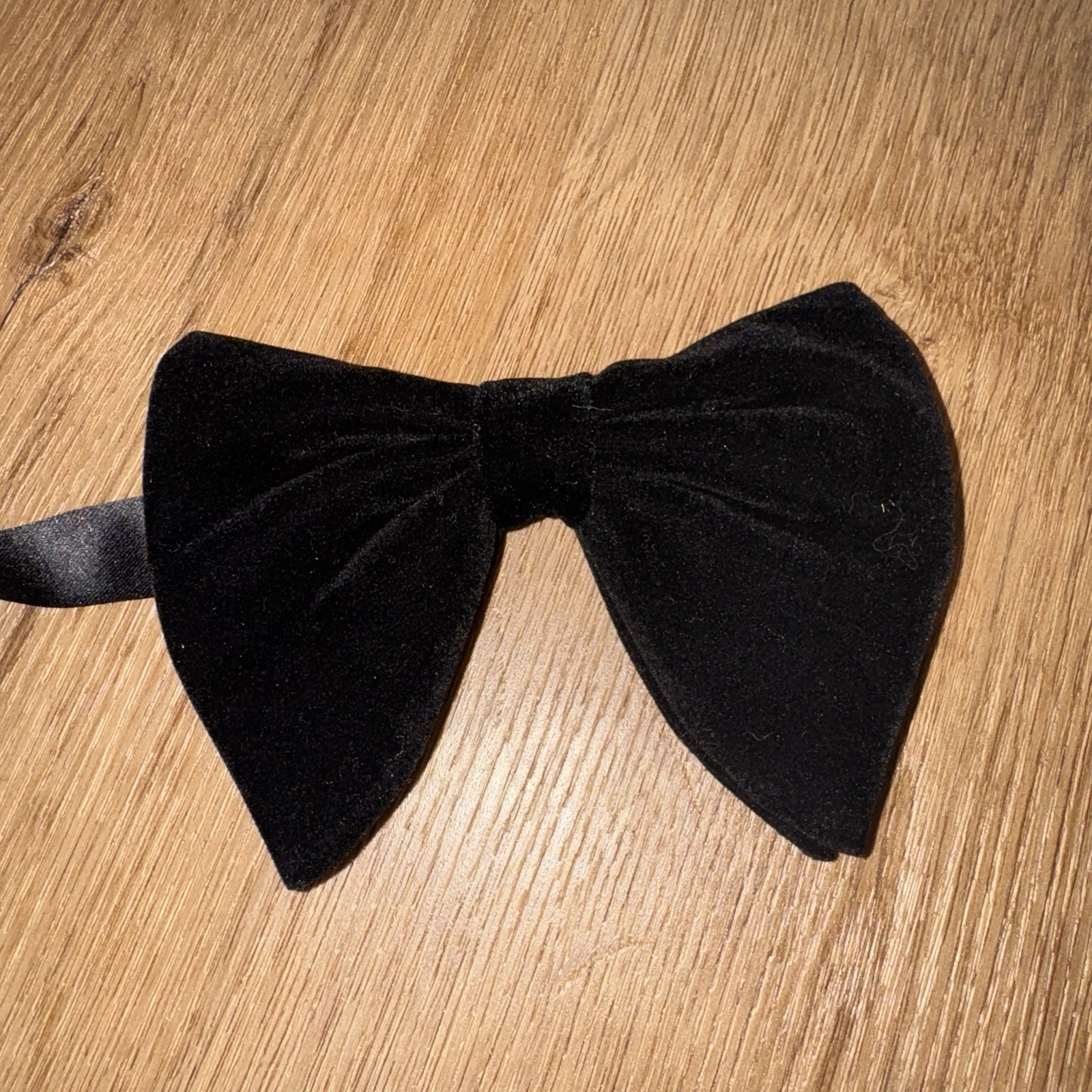 Bow Tie Vintage Floppy Wide Velour Necktie Prom Tuxedo Black VTG 60s 70s Men NEW