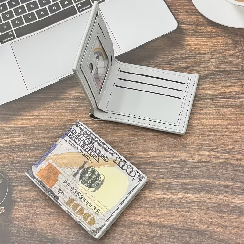 Funny $100 Bill Wallet Novelty Money Design Slim Bifold Gift