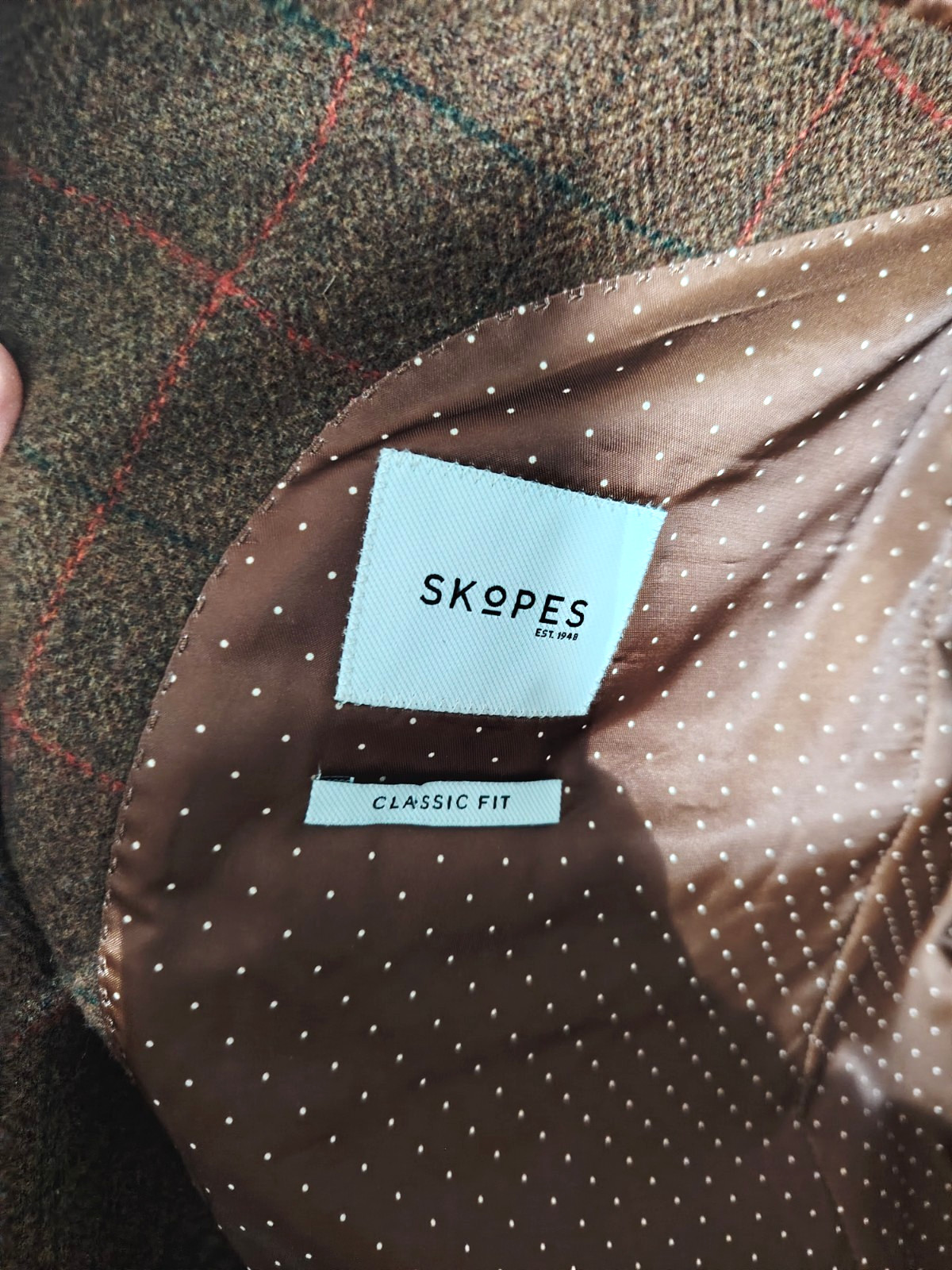 Men’s SKOPES Montrose Tweed Wool Blend Brown Check Blazer Jacket Country 50S