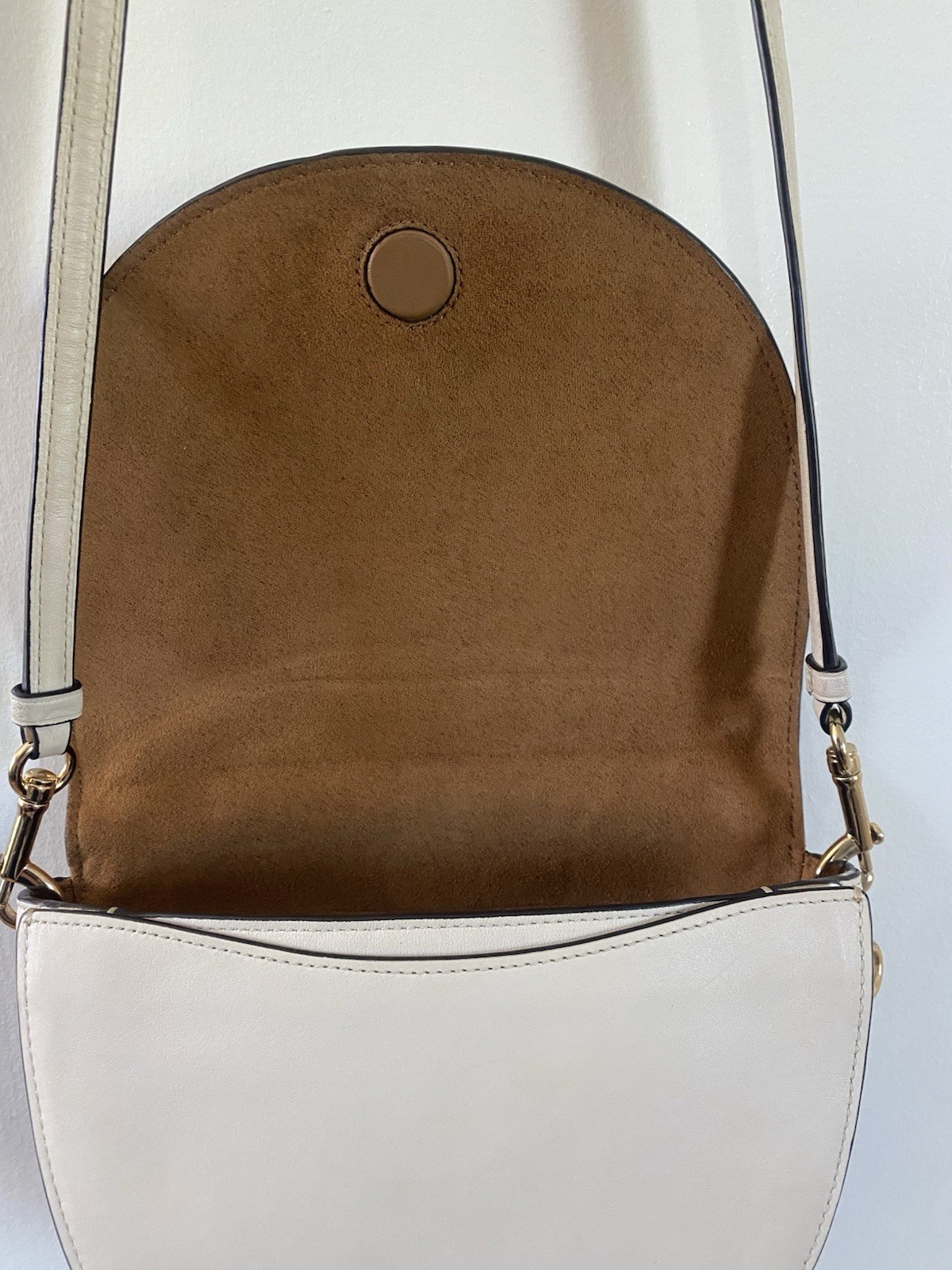 Coach C2683 Daisy Embroidery Half Moon Crossbody Chalk Leather Floral Bag COA