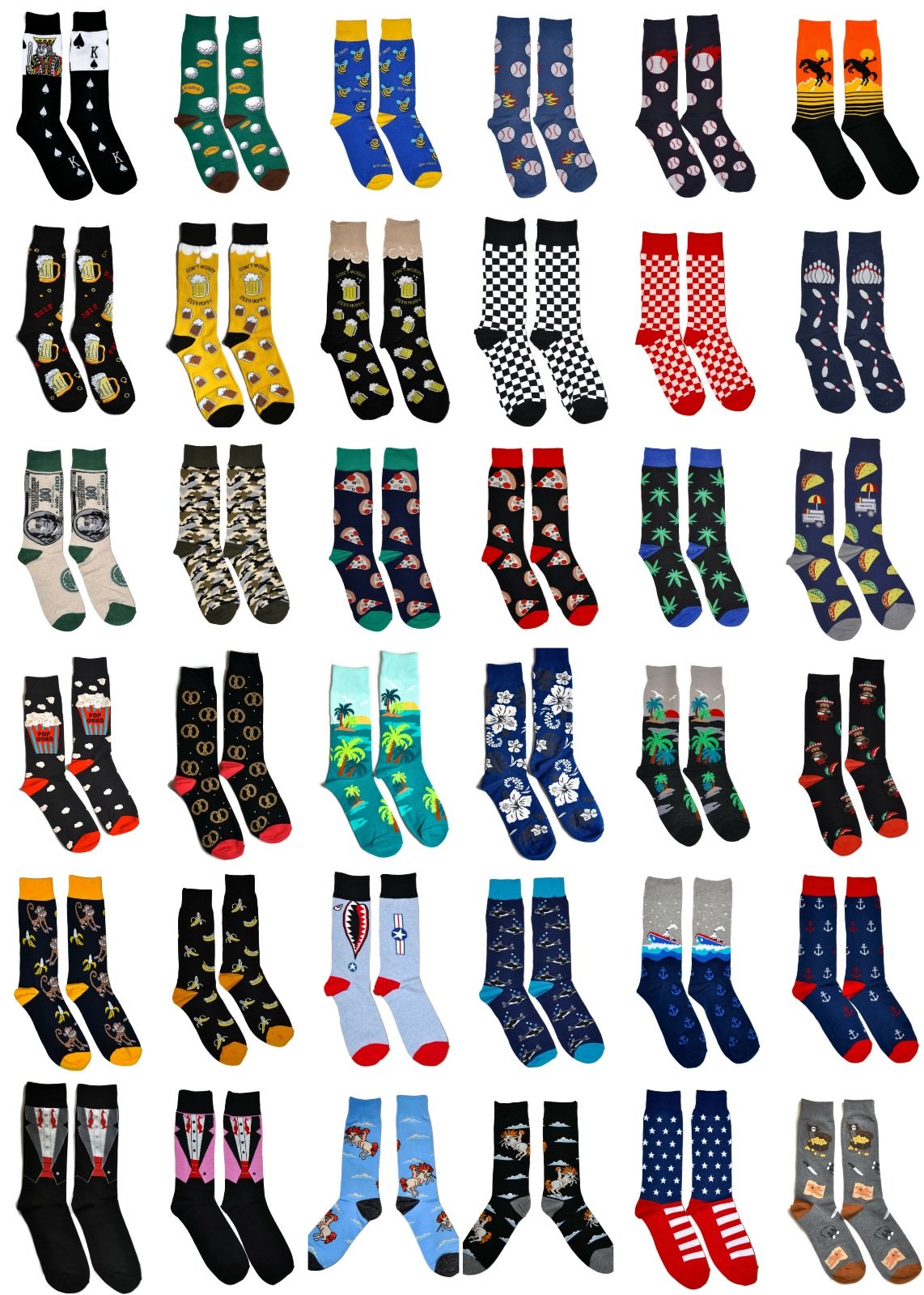 Men’s Novelty Fun Crew Socks 1 Pair – Themed Funny Fancy – Dad Sports Wedding