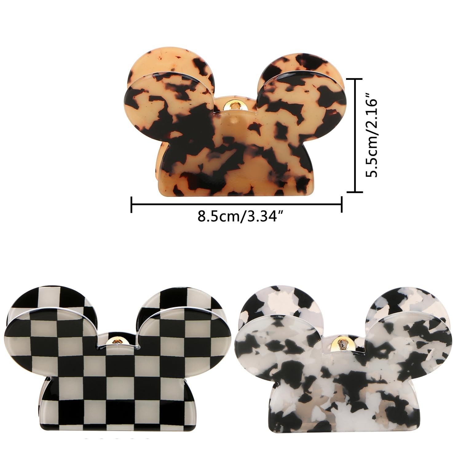 3Pcs Mouse Head Hair Claw Clips, BENOSPACE Acrylic Lady Bear Clips for…