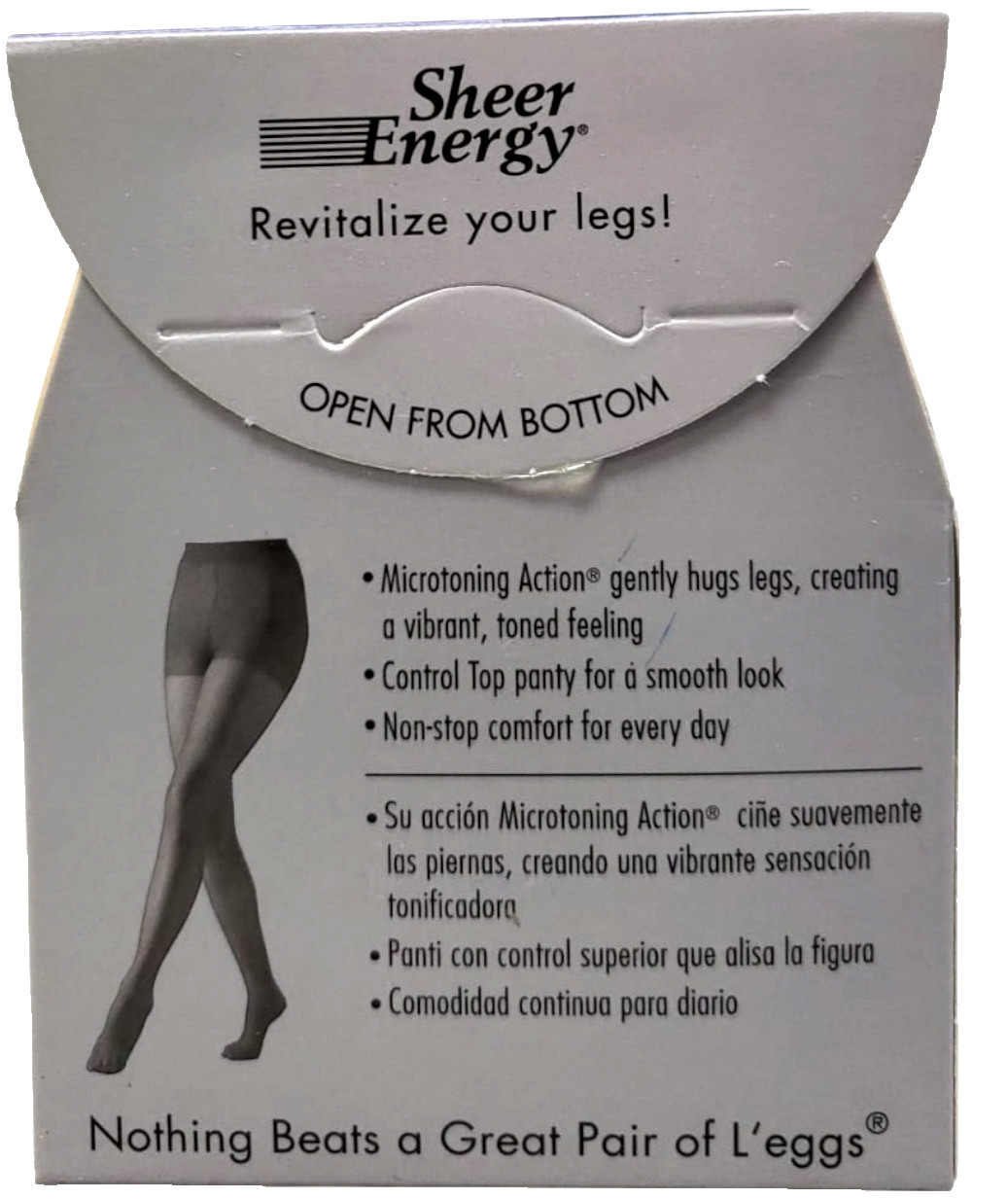 Leggs Sheer Energy Pantyhose Control Top, Sheer Toe Size: B Jet Black 5 Boxes