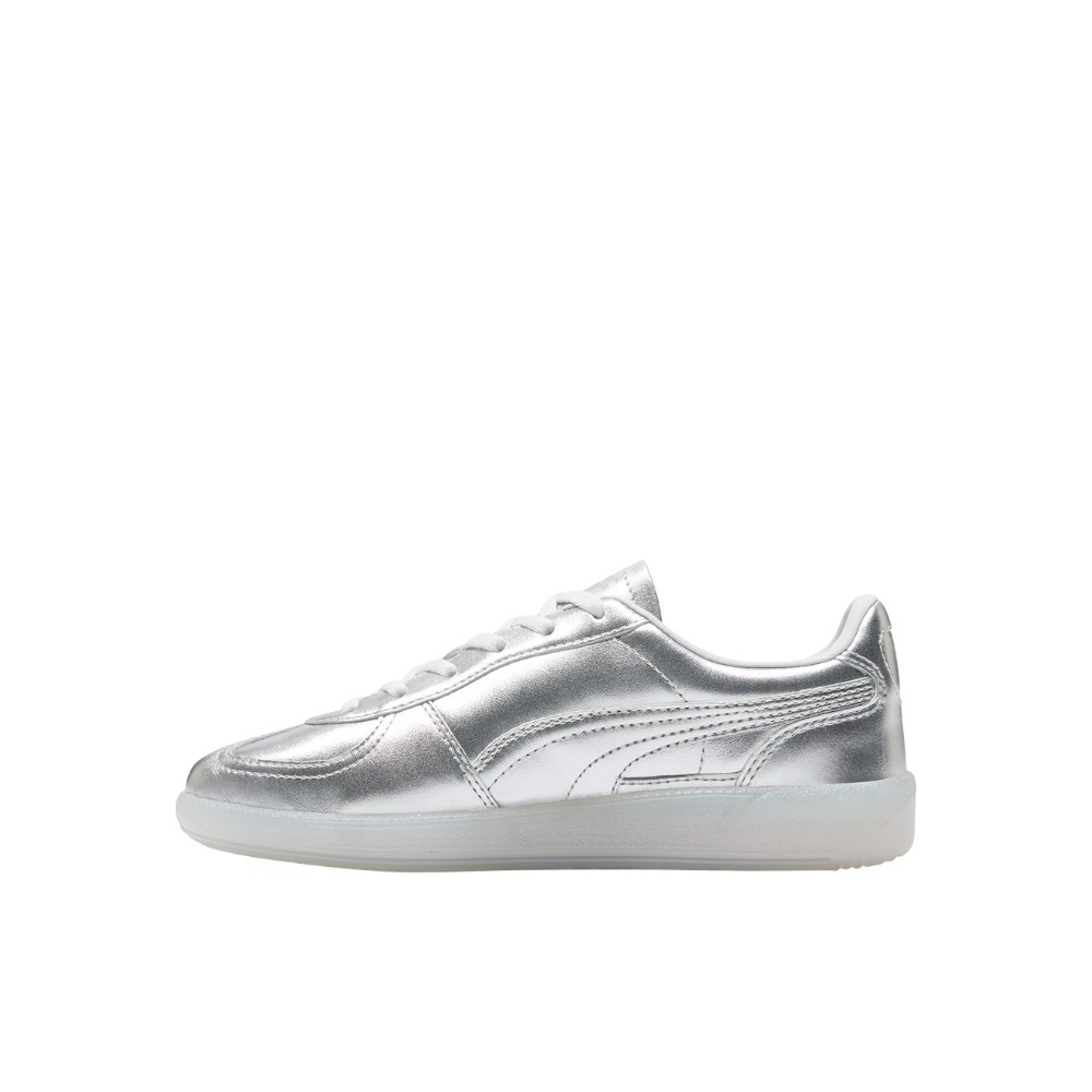 PUMA Palermo Chrome Lace Up Youth Girls Silver Sneakers Casual Shoes 40132501