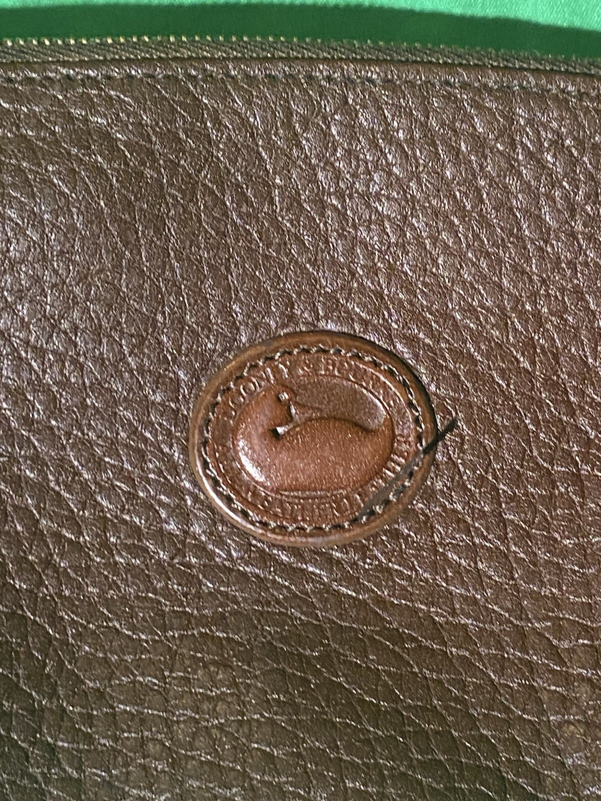 Dooney & Bourke Brown Zip Wallet w/ Logo Emblem, Solid, Women’s