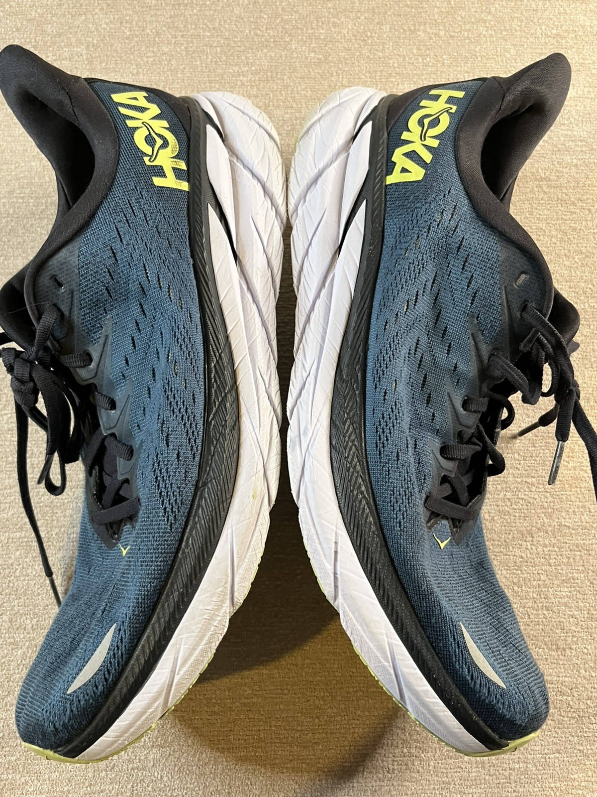 Hoka One One Clifton 8 Shoes Mens Size 12D Blue Wide Running Cushioned Sneaker