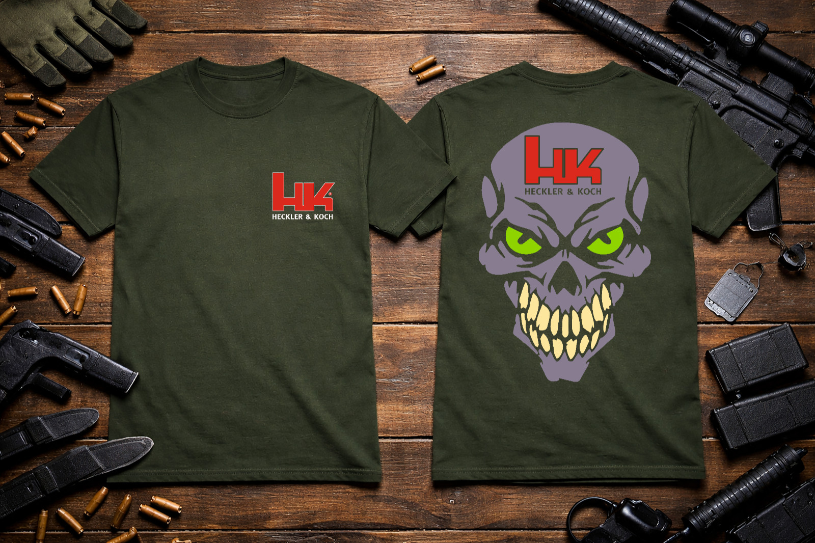 HK USA Heckler and Koch Skull T-Shirt Heavyweight S M L XL 2XL 3XL 4XL 5XL