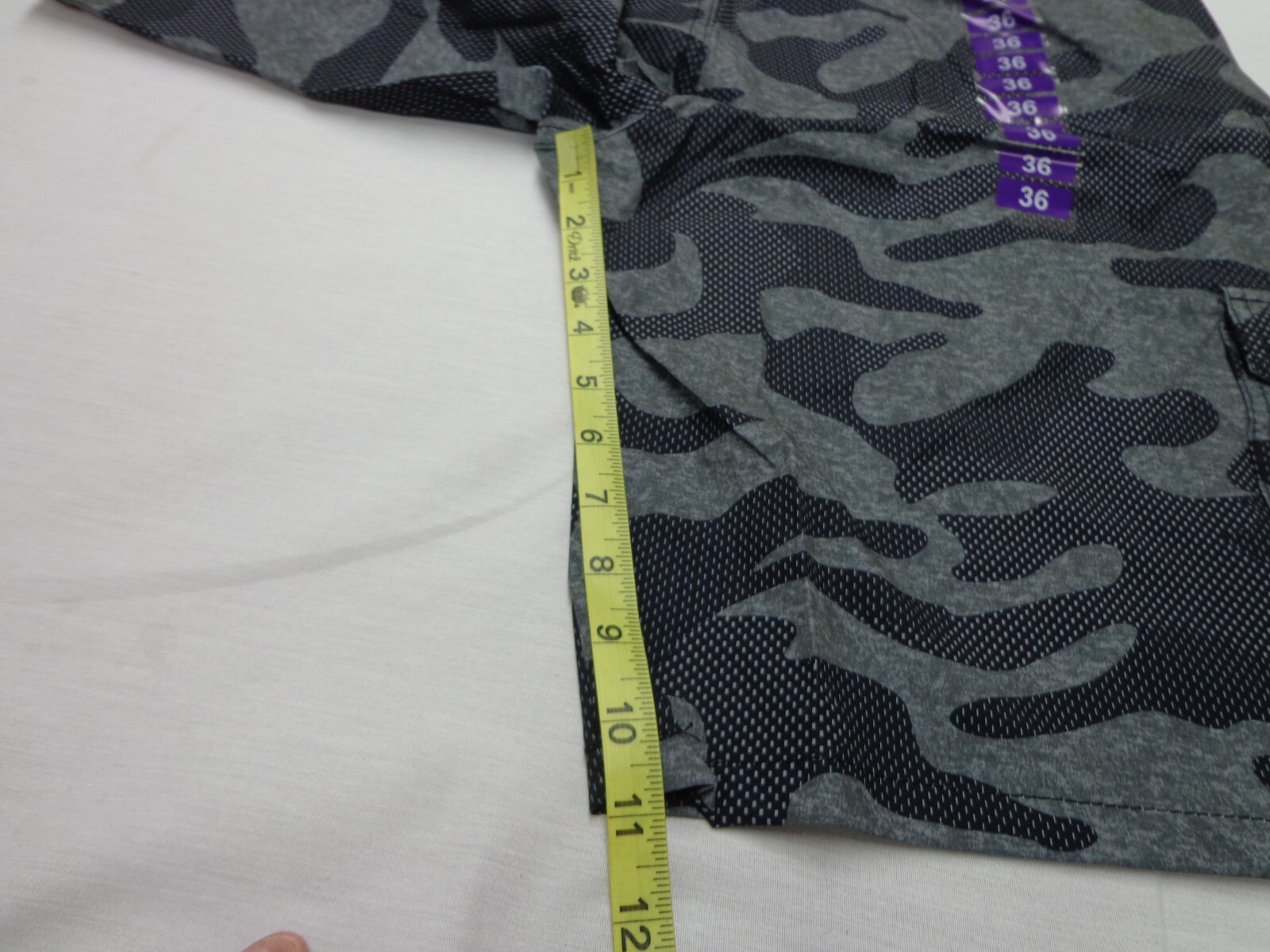 Iron Co Belted Stretch Performance Hybrid Cargo Shorts Gray Camo Size 36