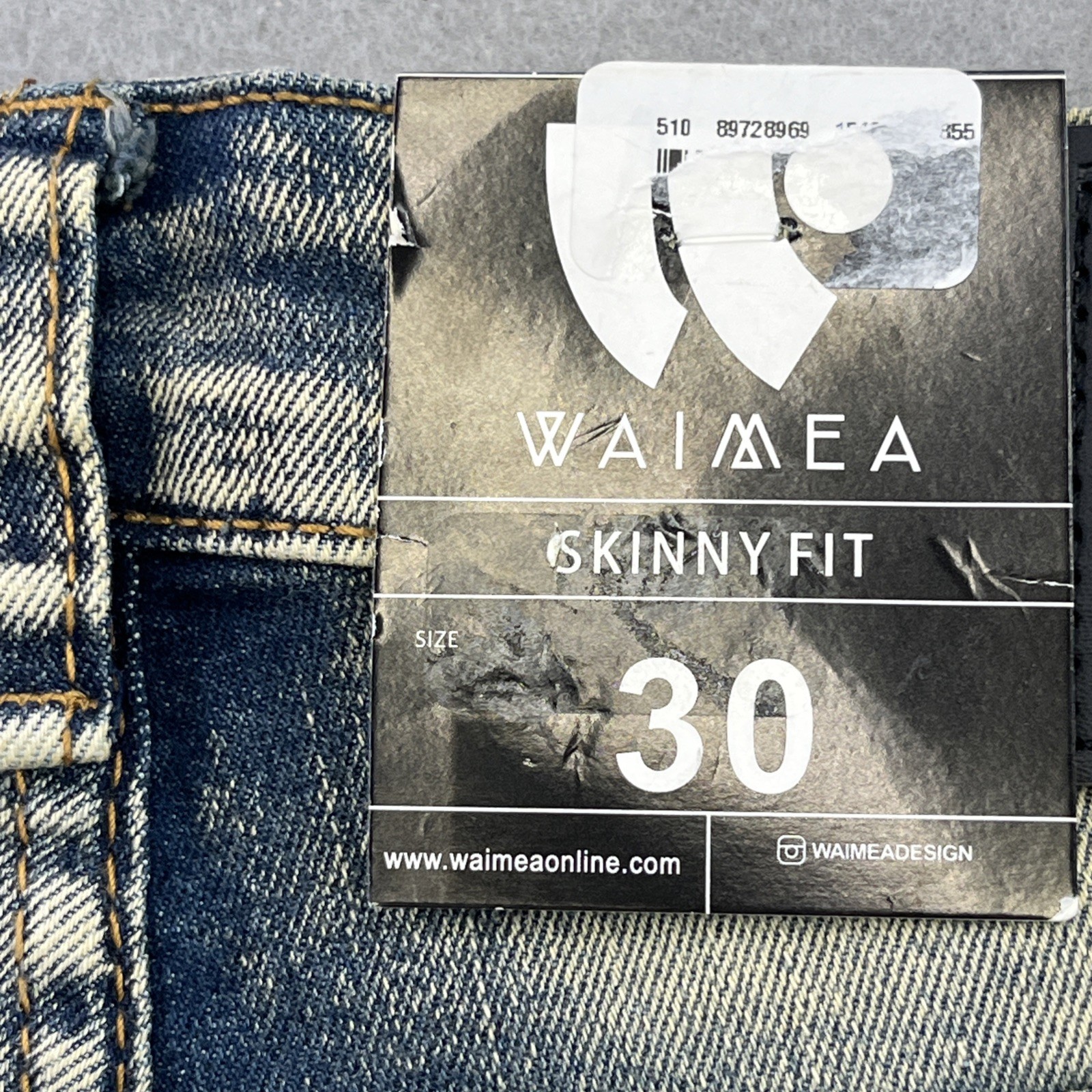 WAIMEA Denim Jeans Mens Size 30 Skinny Fit Distressed Moto NWT