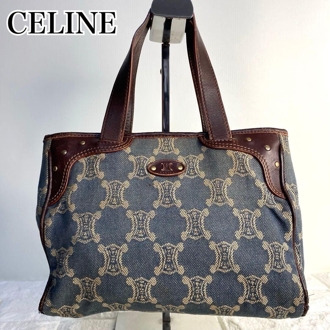 CELINE Mini handbag Paris Macadam Denim Triomphe Vintage Auth From Japan