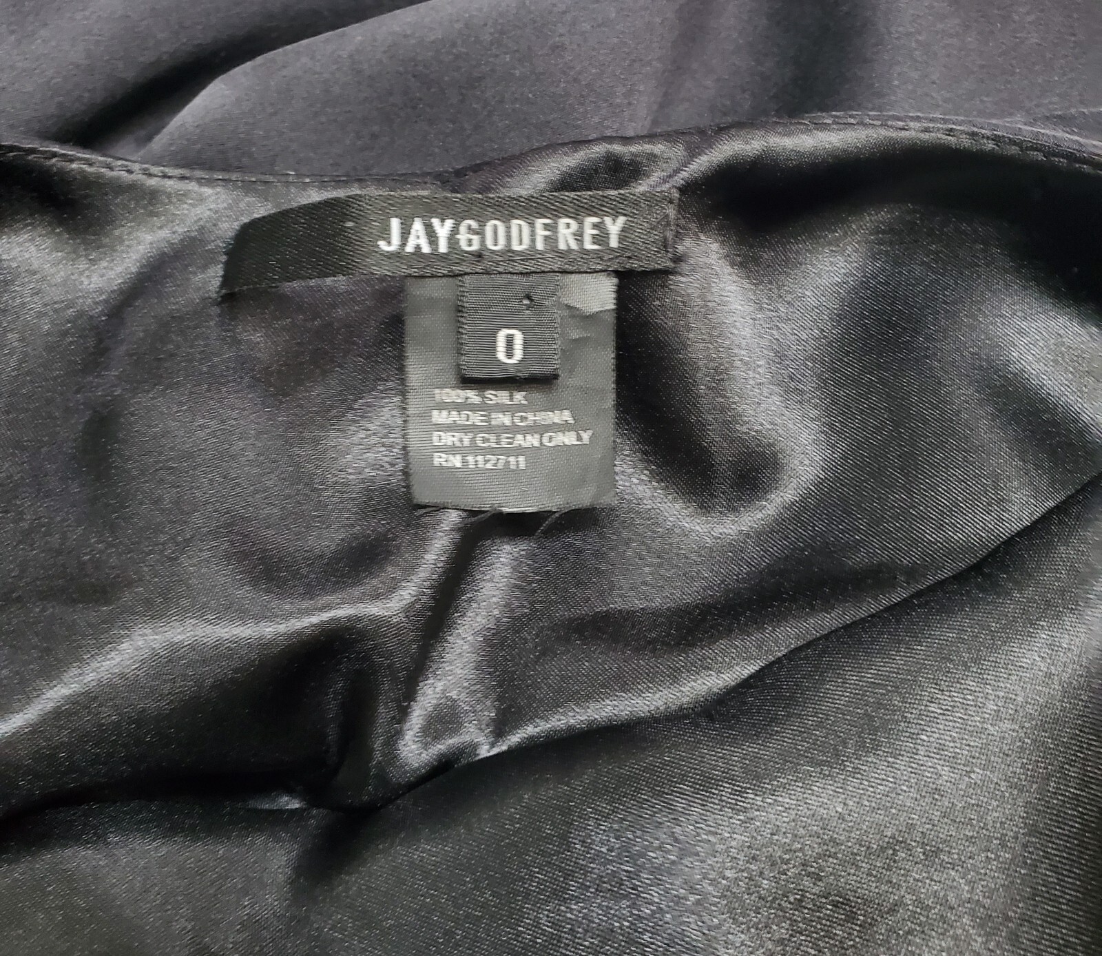 Jay Godfrey Modern Colorblock Silk Shift Dress Blue Black 3/4 Sleeve Womens 0
