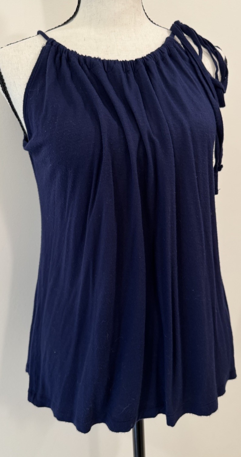 Old Navy Navy Blue Sleeveless Rayon Tie Neck Blouse Top Women’s Medium M