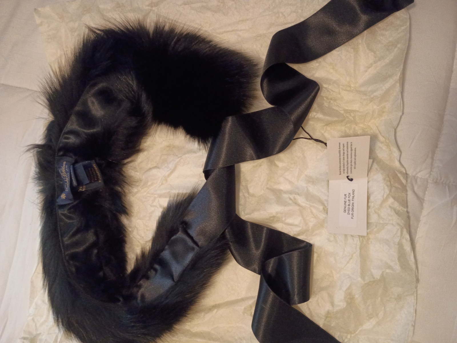 NWT Brooks Brothers Blue Fox Fur Scarf