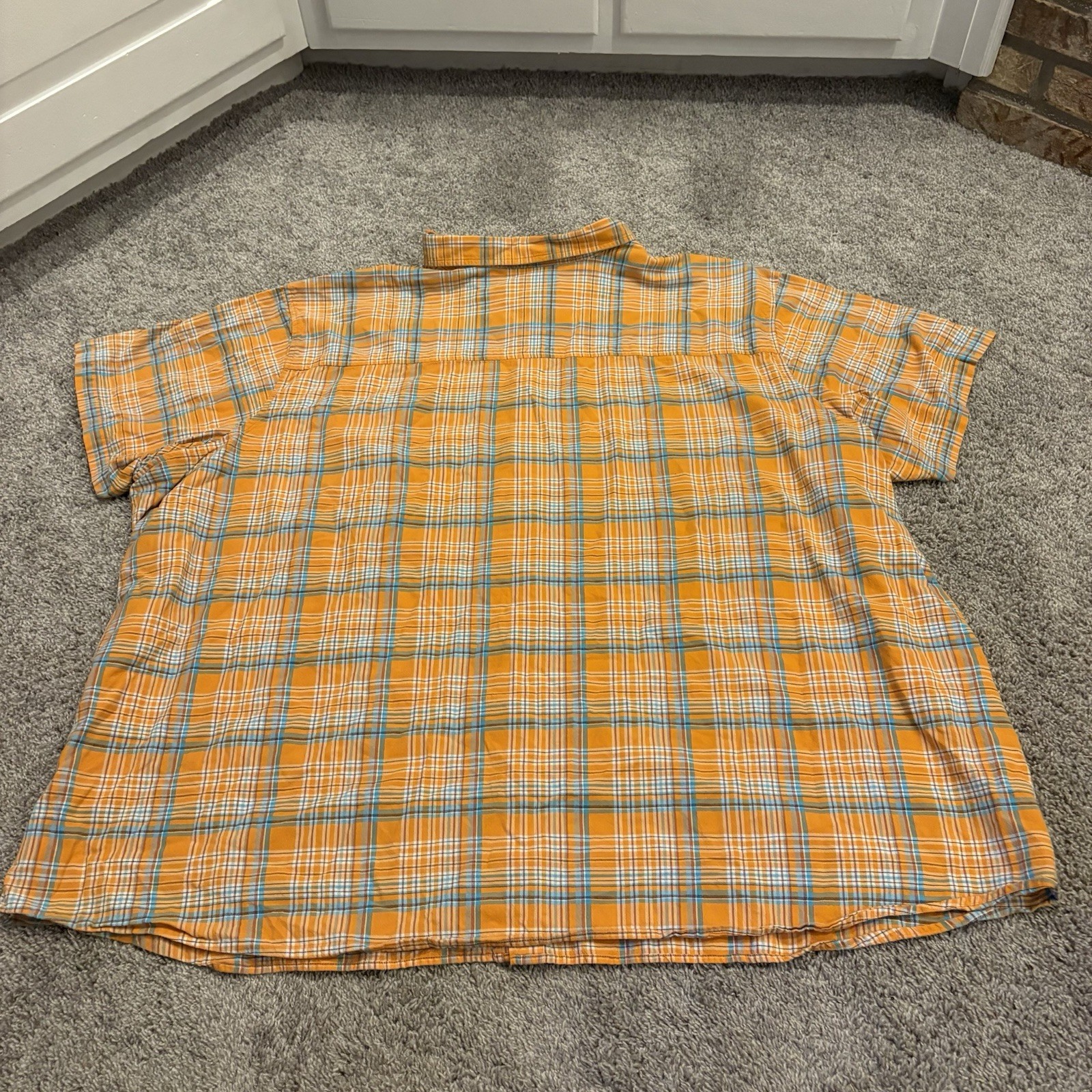Liberty Blues Denim Western Shirt Men’s 7XLB / 7XL BIG Orange Plaid Button Up