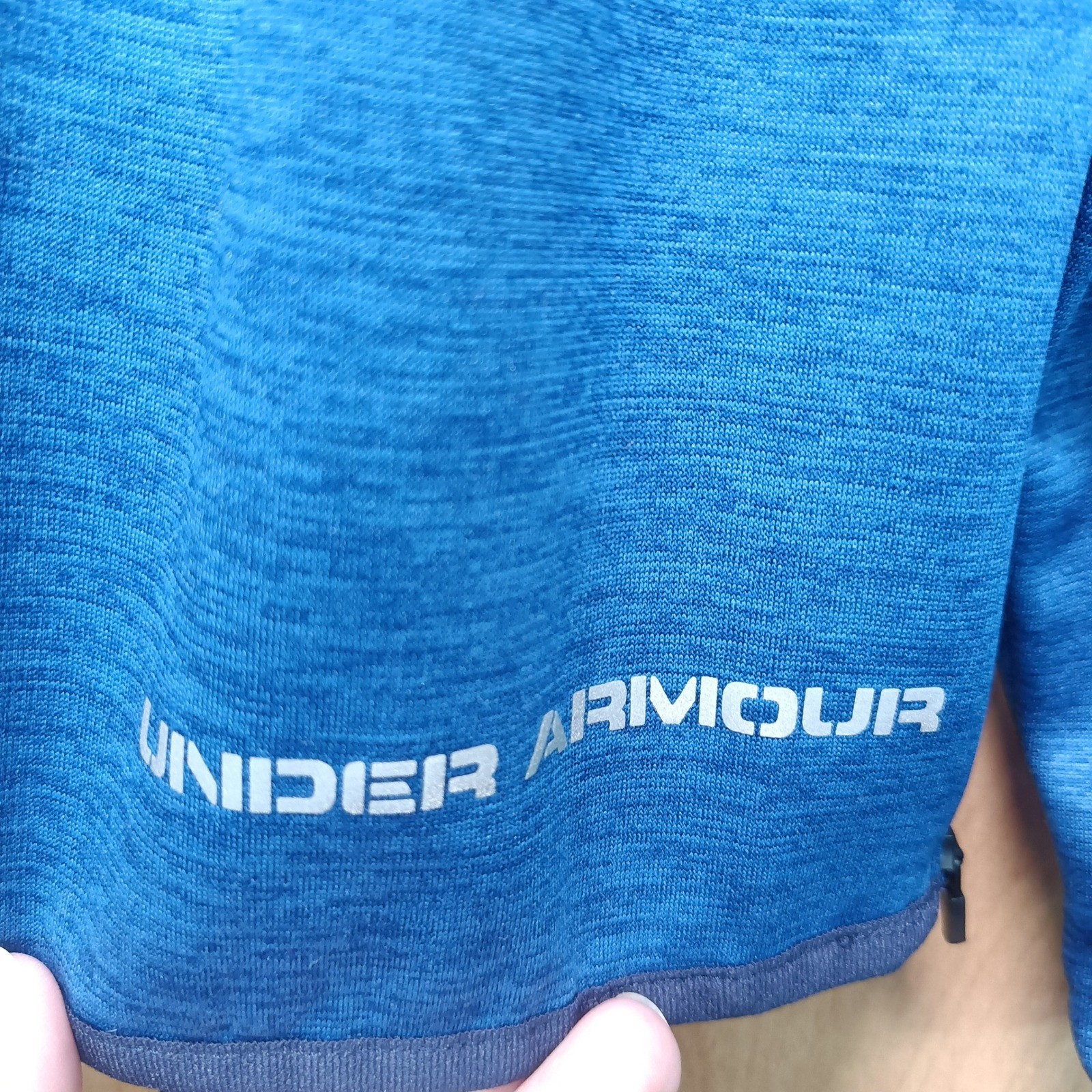 Under Armour Puffer Hoodie Mens L Blue Storm Hybrid Insulated Pockets Sporty