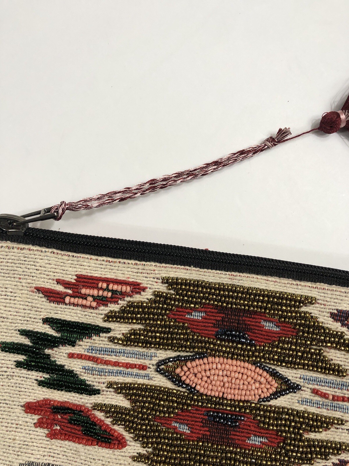 Clutch Artisan Tapestry ￼style Western Print Bead Bag