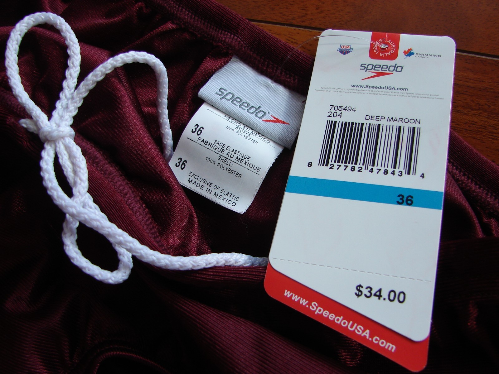 NWT Deep Maroon Racing Swim Brief from Speedo, Youth Size 36