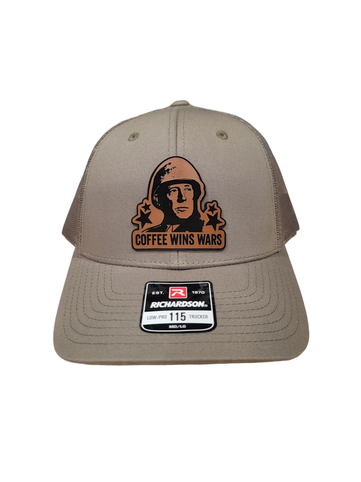 Richardson 115 Coffee Wins Wars, Lo Pro Trucker US Army Marines Veteran Loden