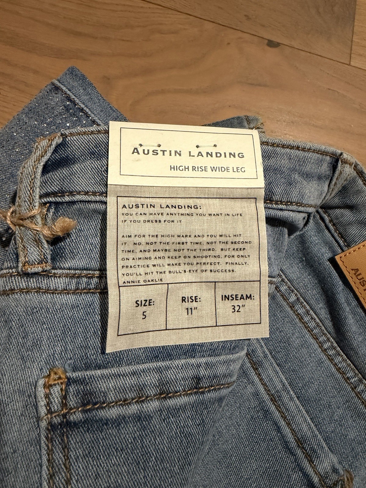 Austin Landing Crystal Sparkle Wide-Leg Blue Denim Jeans Size 5