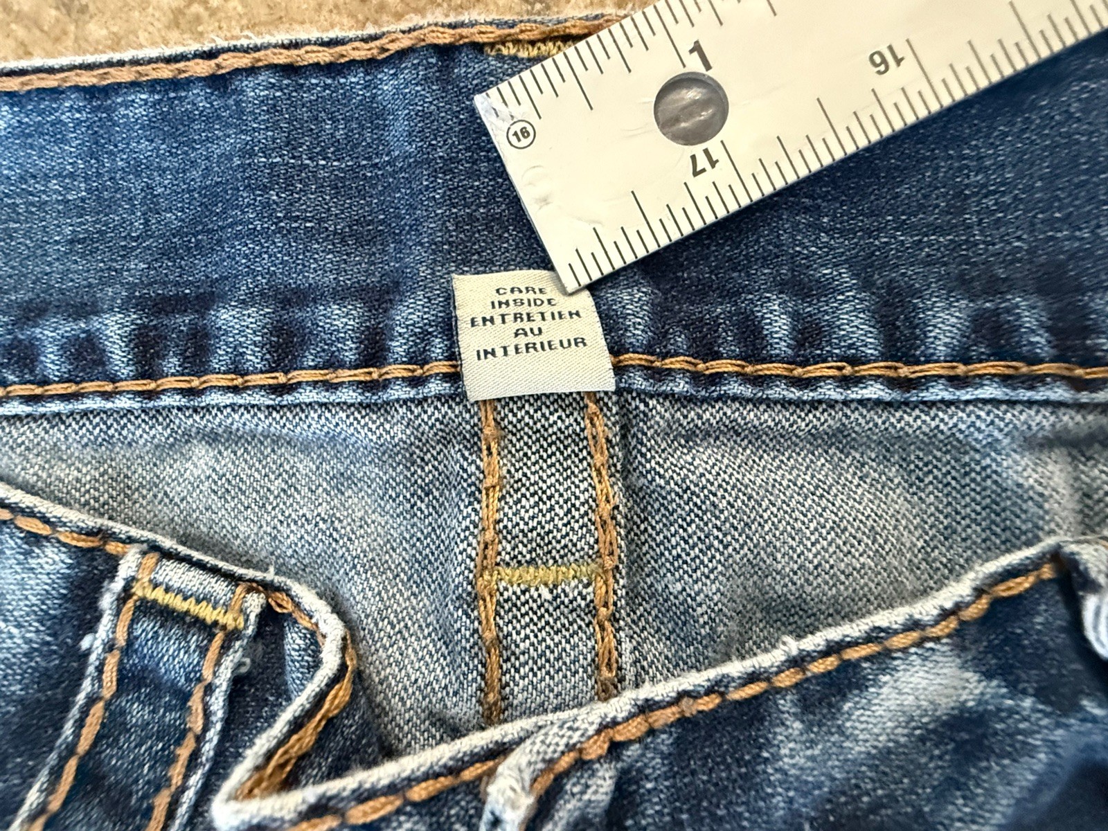 True Religion Rare Stone Wash Acid Jeans Relaxed Straight Flap Blue 38×31
