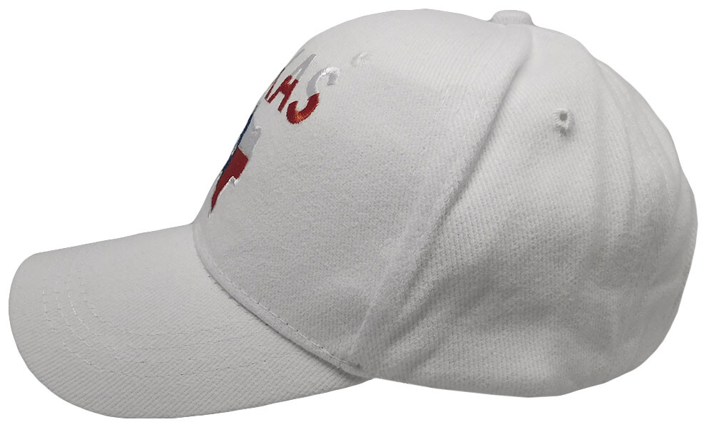 Texas Map (Texas Flag Overlay) White 100% Cotton Adjustable Embroidered Cap Hat