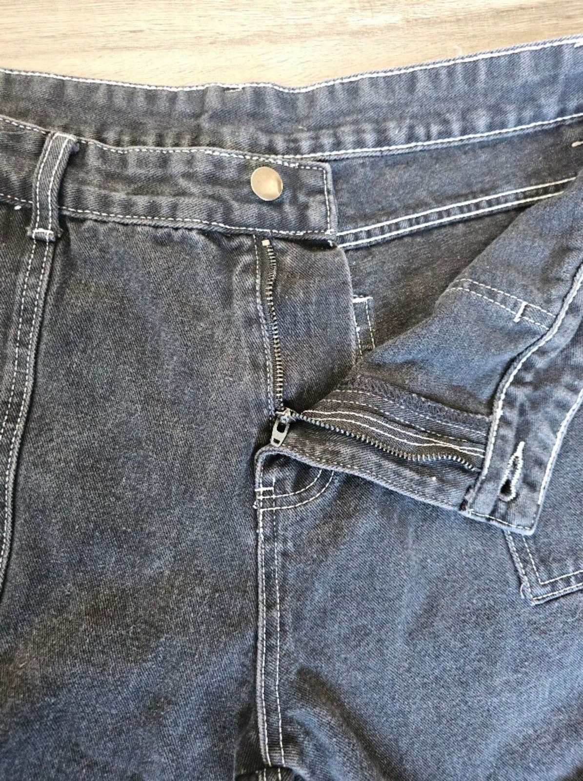 Manfinity Black Contrast Stitch Cargo Jeans XXL