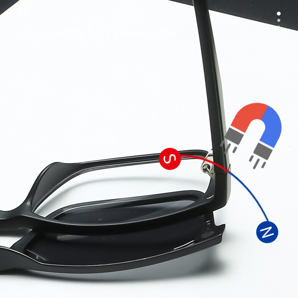 Eyeglasses Frame with 5pcs Magnetic Clip On Polarized Sunglasses Square Glasses