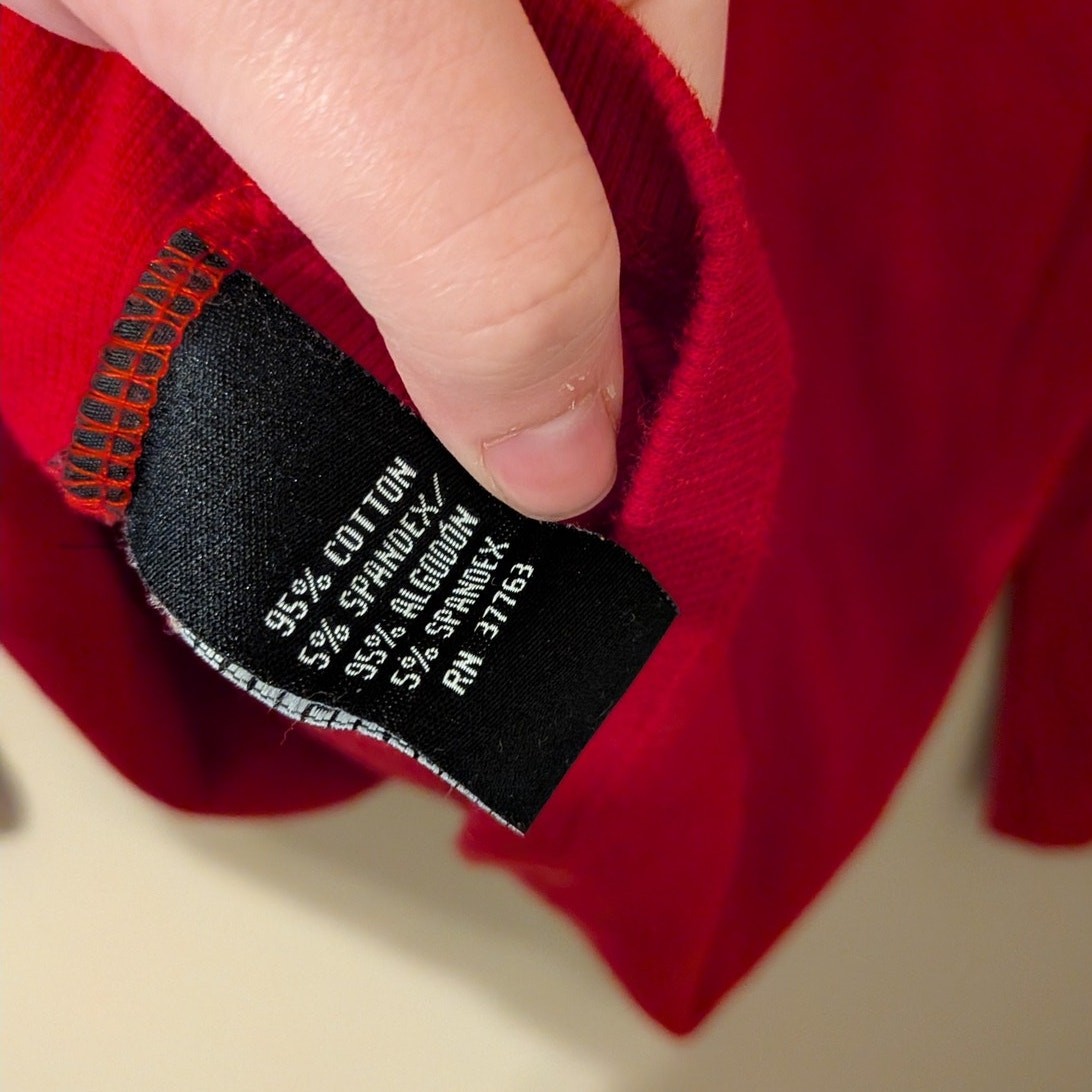 Rafaella Red Oullover Sweater With Ruffled Cowl Neck Collar