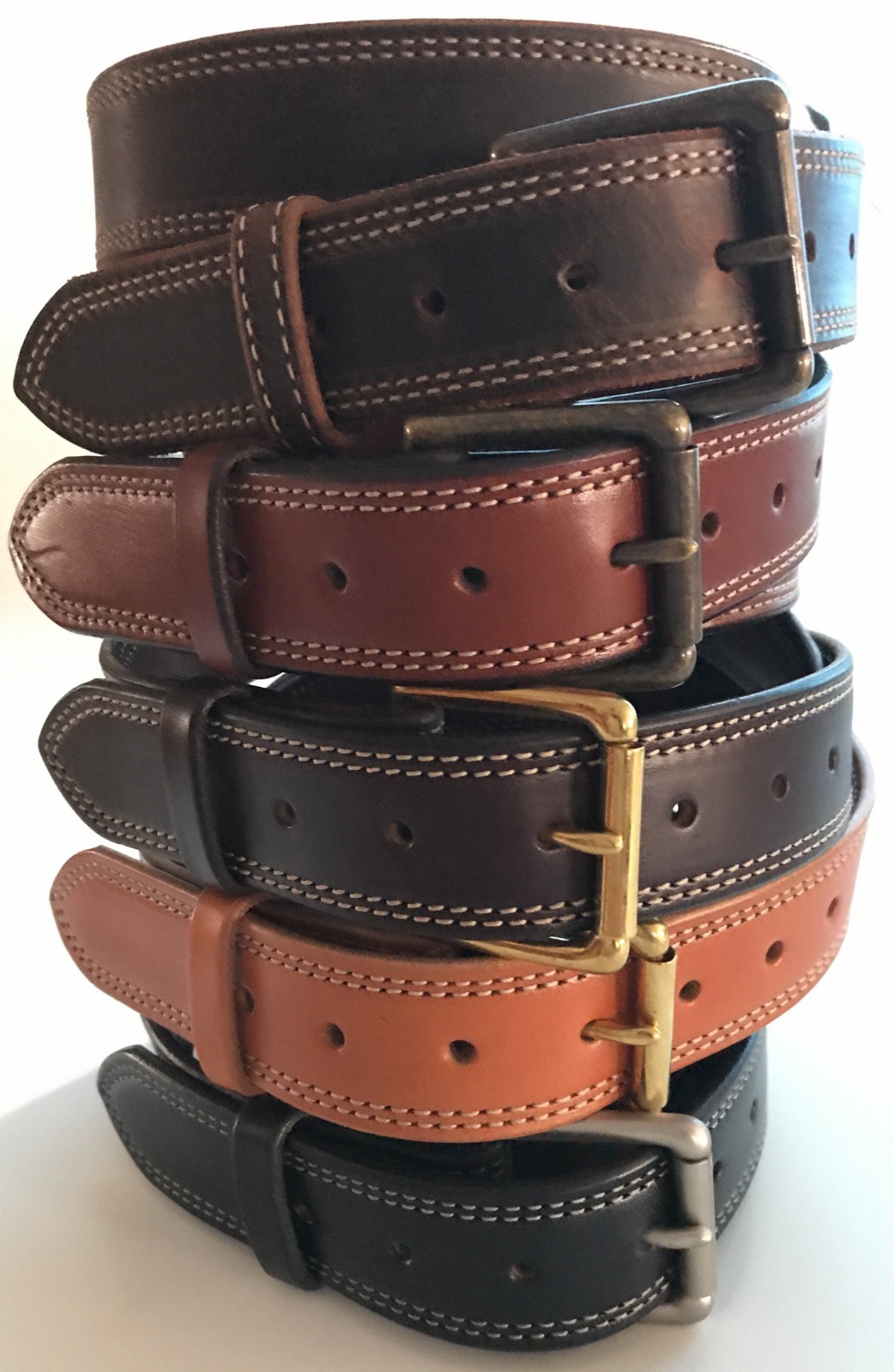 AMISH MADE WICKETT & CRAIG 1.5″ STITCHED REAL LEATHER WORK GUN HOLSTER BELT USA