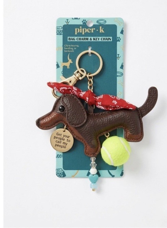 🤎NWT Piper K Dachshund Dog Themed Bag Charm / Keychain