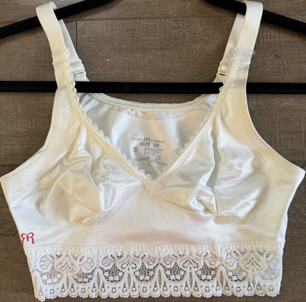 Ruby Ribbon White Lace Demiette, Size 32