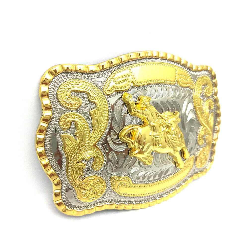 WESTERN SHINE BELT BUCKLE MEN BULL RIDE RODEO ANIMAL LONG HUGE RODEO BIG COWBOY