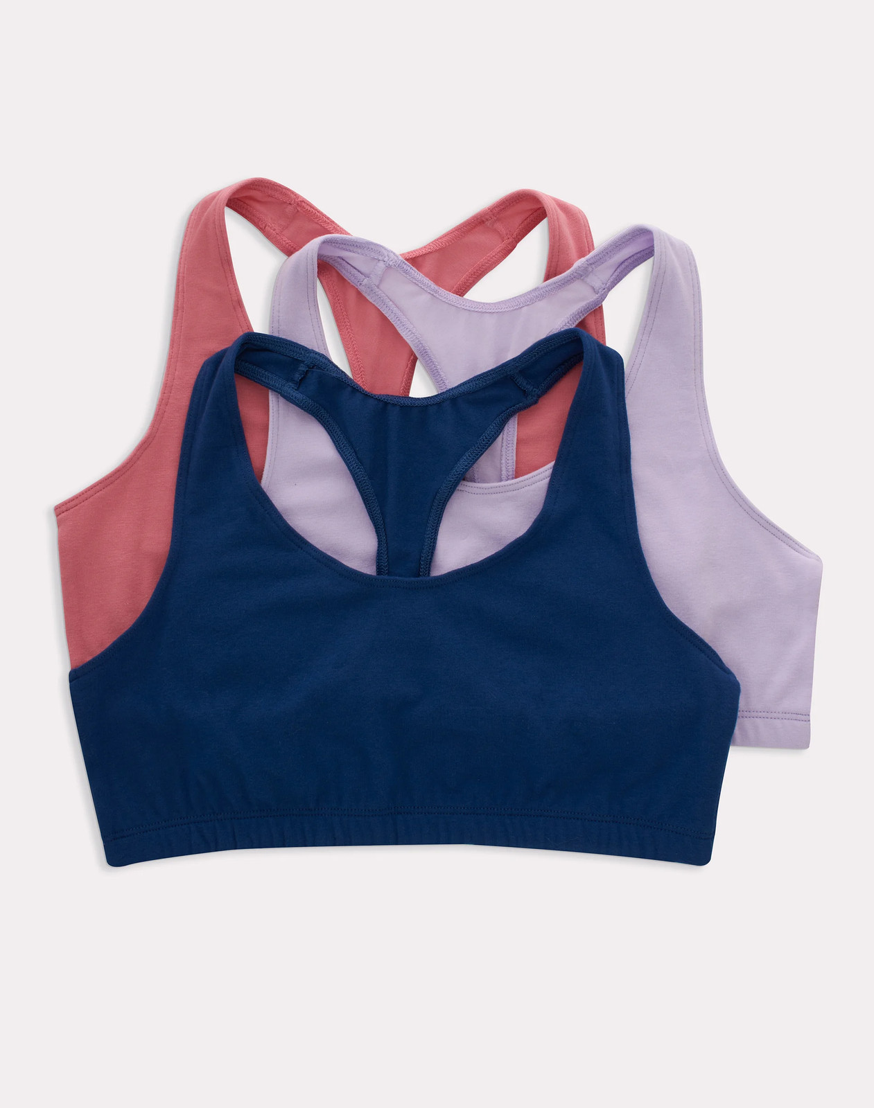 Hanes Women’s Cotton Racerback Sports Bralette, Low Impact, 3-Pack