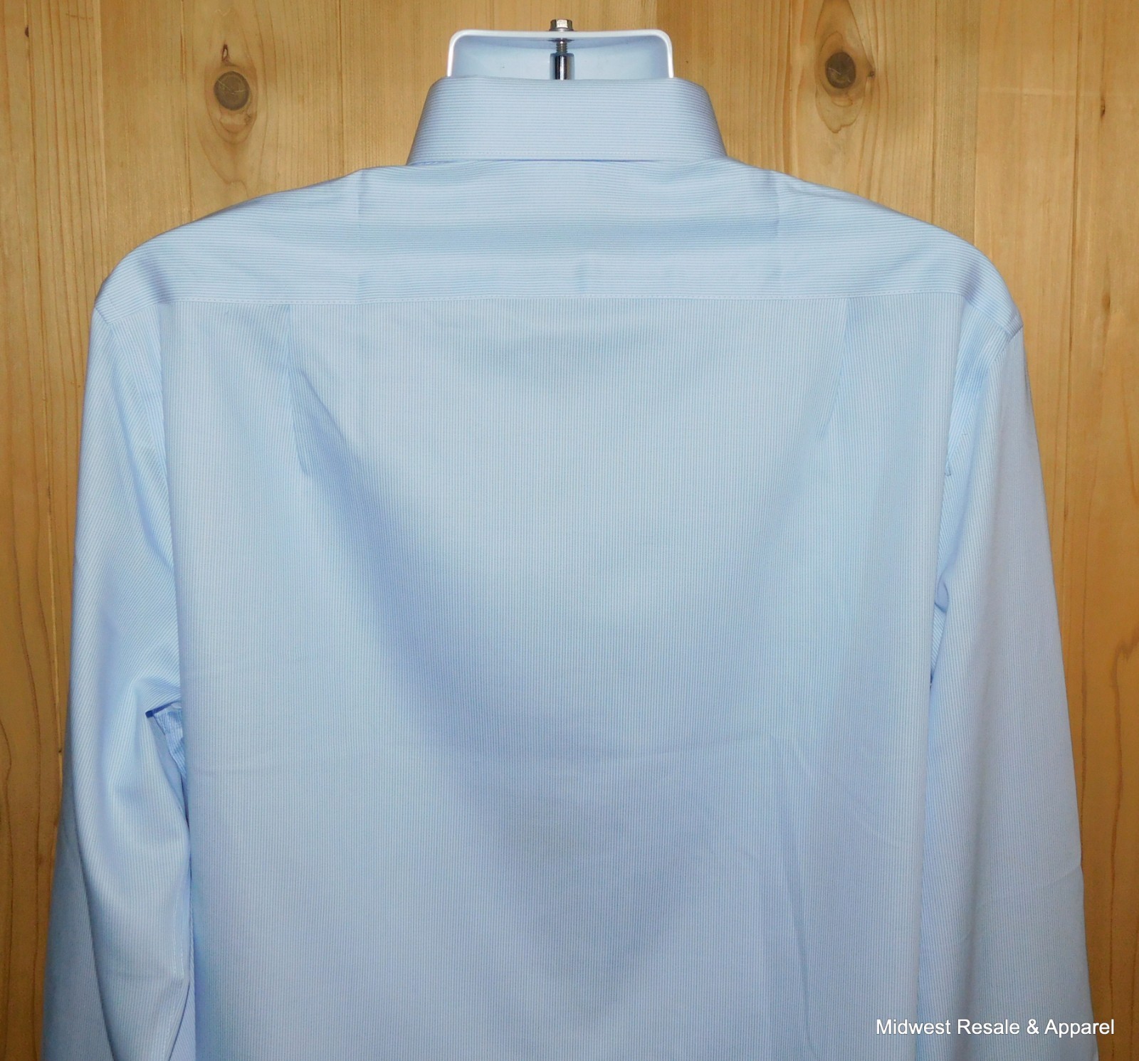 M&S Light Blue Regular Fit Long Sleeve Button Front Dress Shirt Mens Large Tall