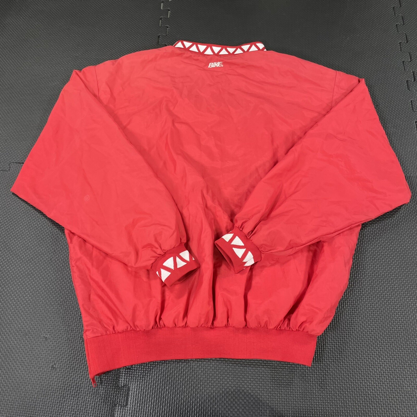 Vintage 80s 90s BIKE Pullover Jacket Large Red River Embroidered Spellout