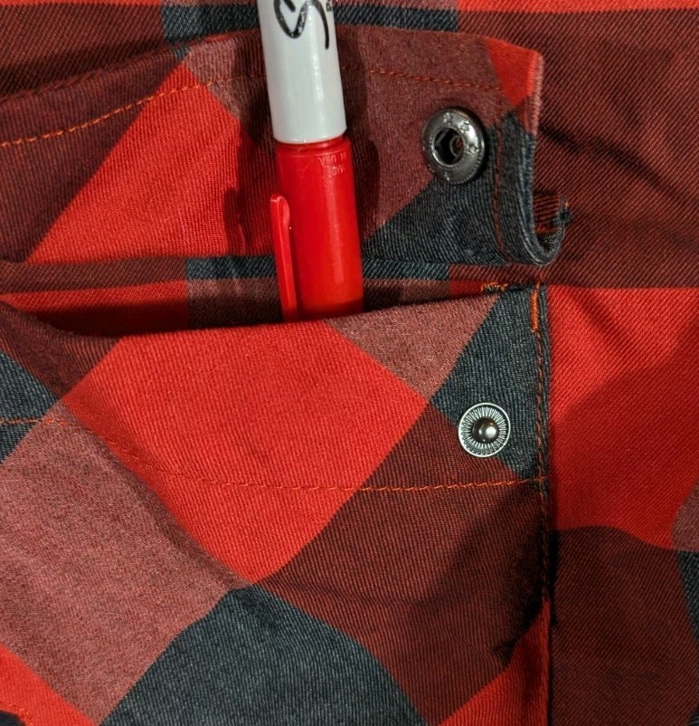 Truewerk Shirt Mens Medium Red Gray Plaid Tech Flannel Snap Front Workwear
