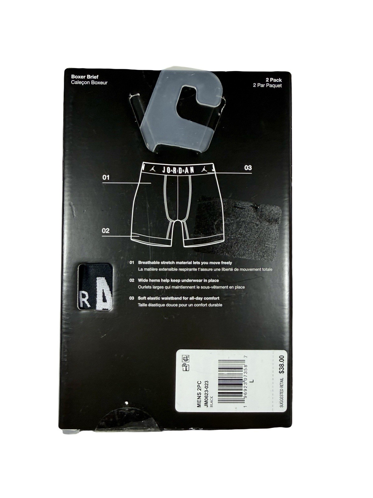 NWT. Jordan. 2 Pack. Flight Cotton Stretch Boxer Brief. Black. MRSP. $38.00