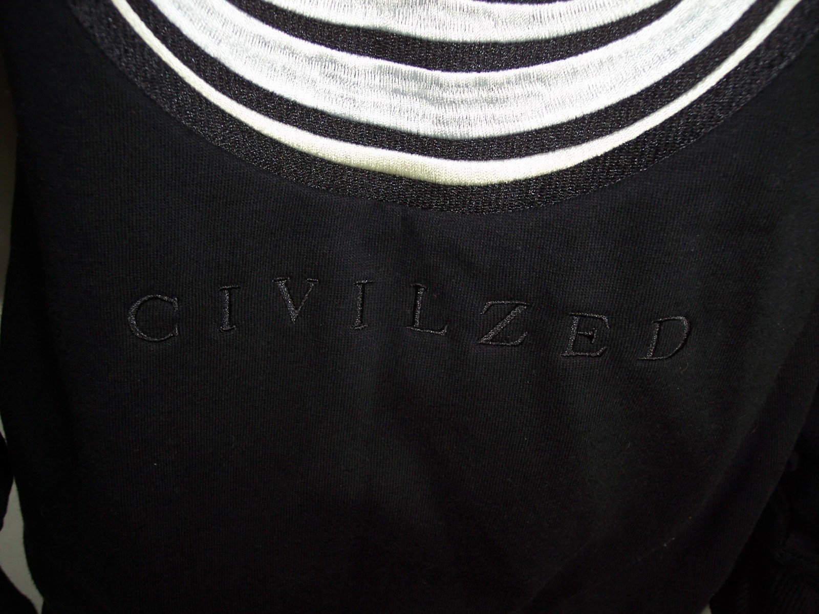 New Civilized Large Mostly Black Cotton/Poly Sweatshirt Cat $$ Logo